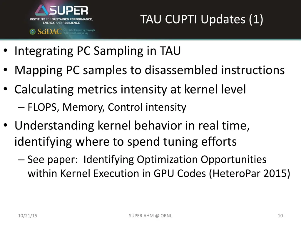 tau cupti updates 1