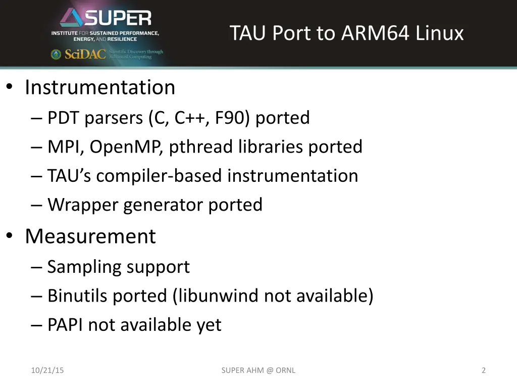 tau port to arm64 linux