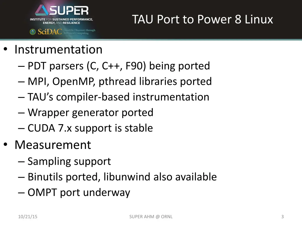 tau port to power 8 linux