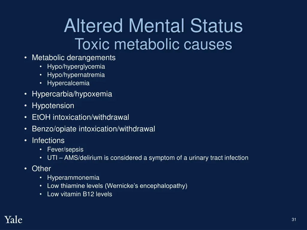 altered mental status toxic metabolic causes