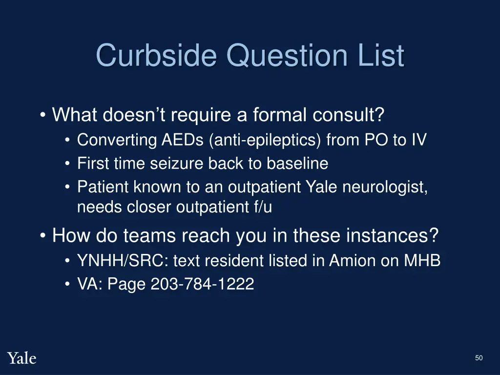 curbside question list