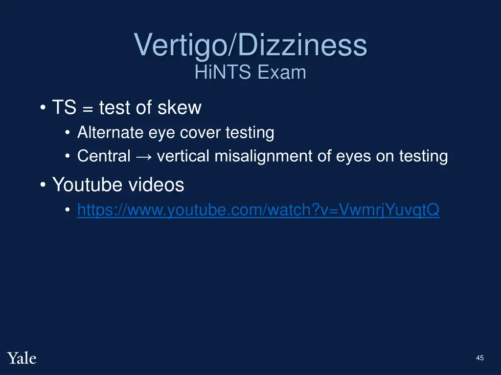 vertigo dizziness hints exam 2