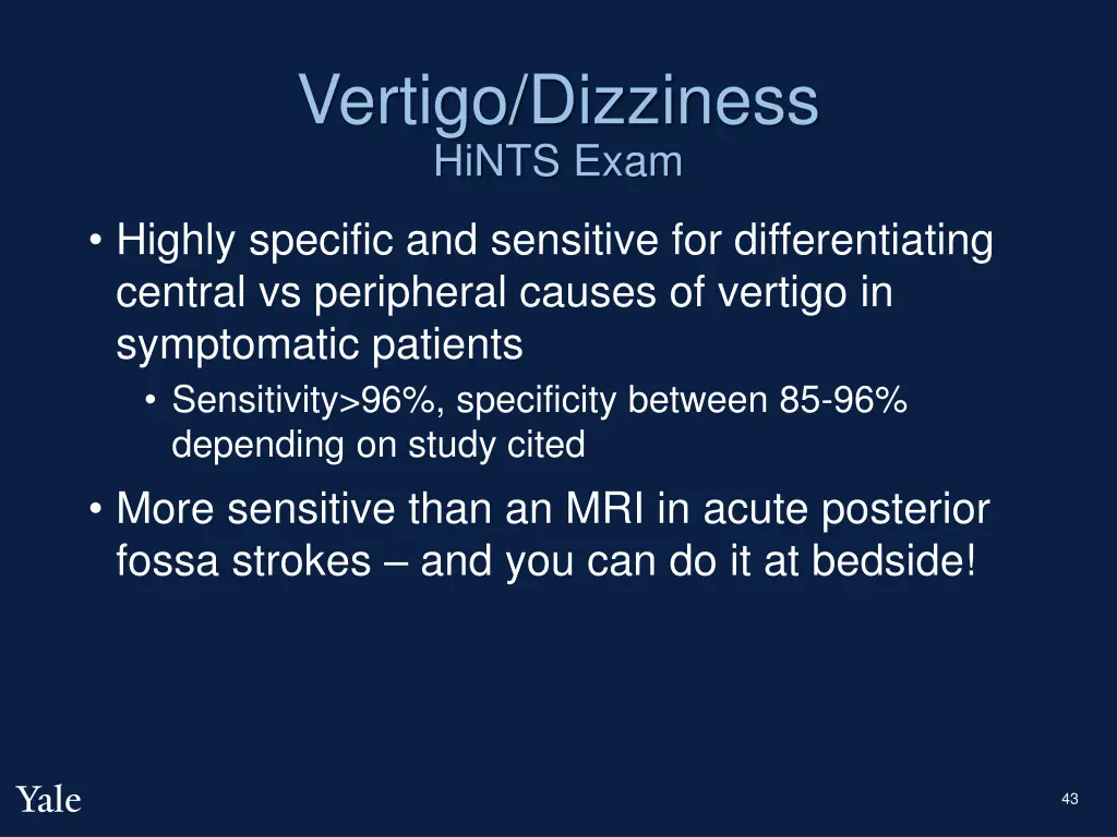 vertigo dizziness hints exam