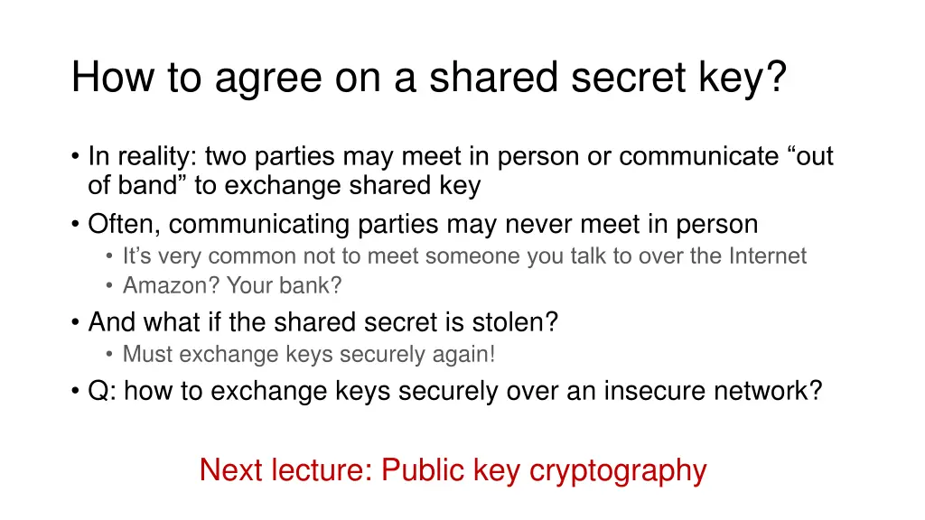 how to agree on a shared secret key