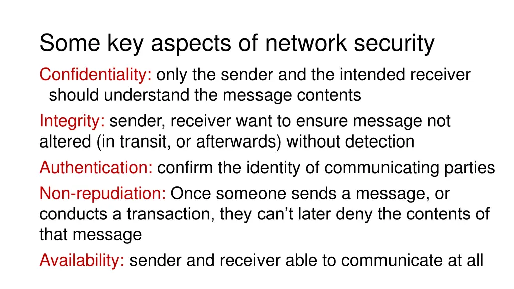 some key aspects of network security