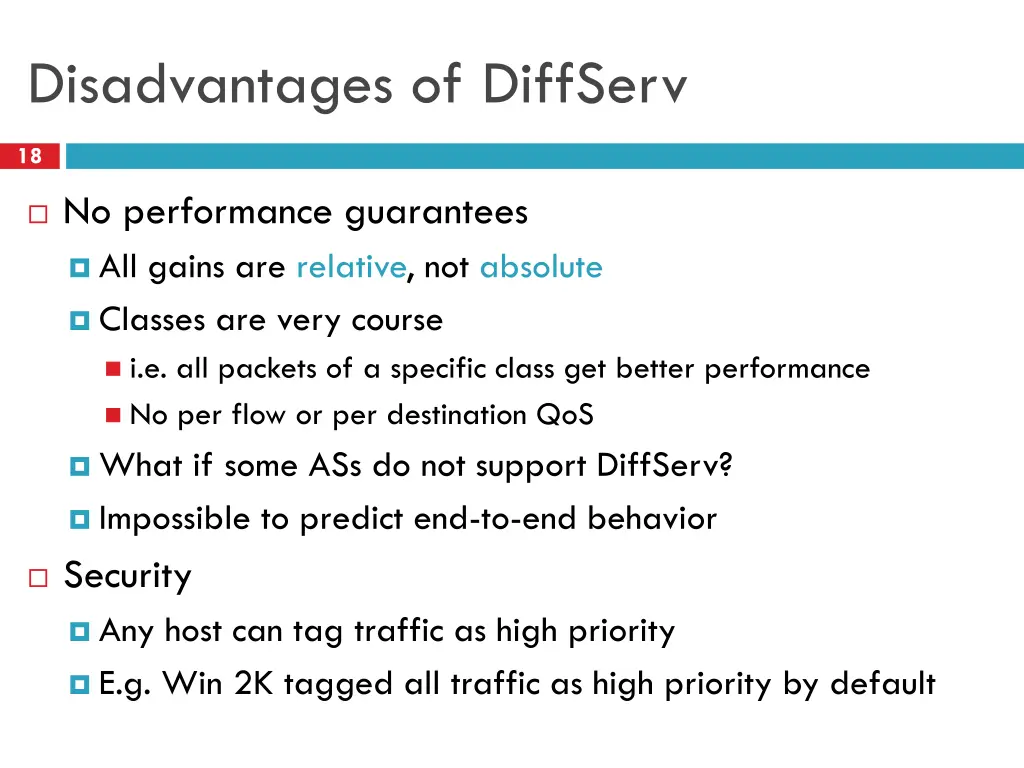 disadvantages of diffserv