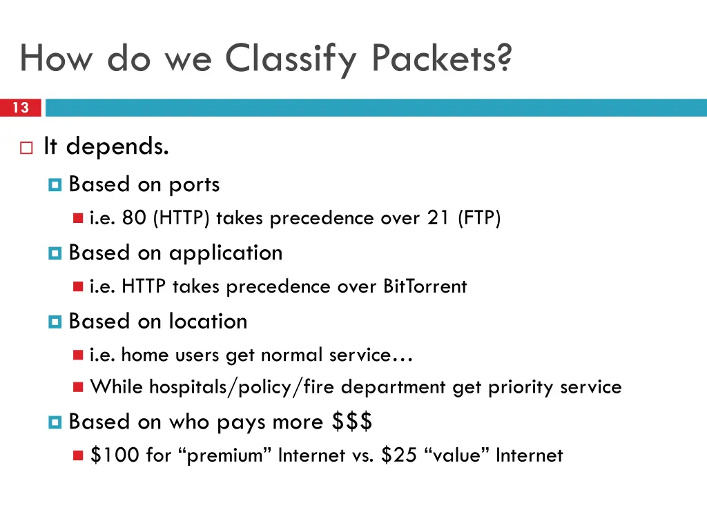 how do we classify packets