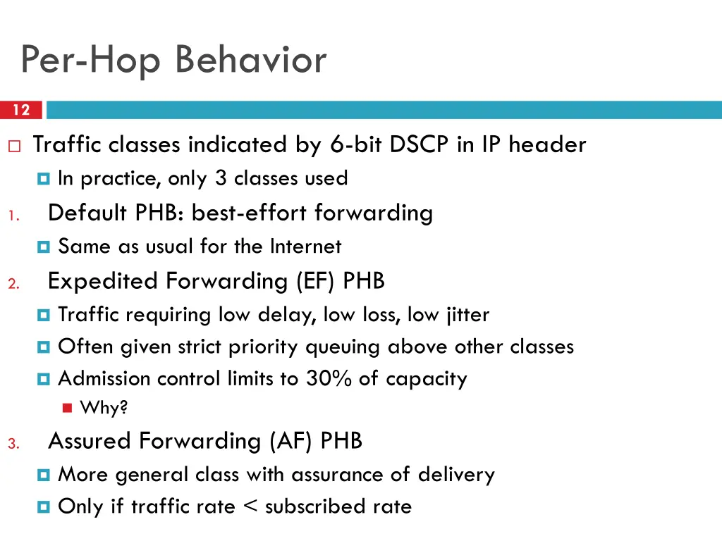 per hop behavior