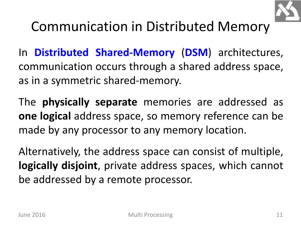 communication in distributed memory