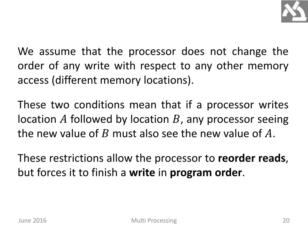 we assume that the processor does not change