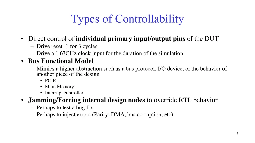 types of controllability