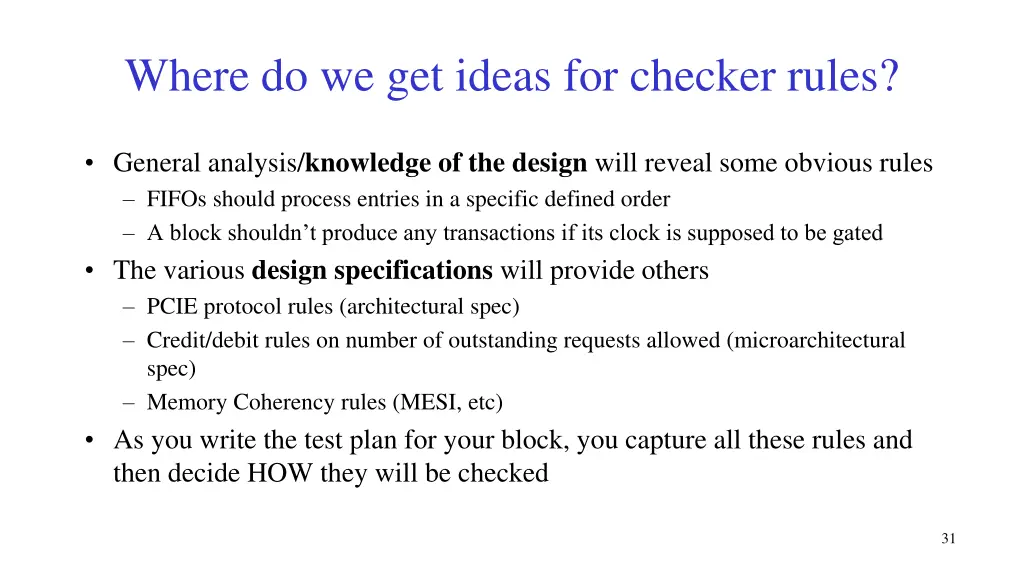 where do we get ideas for checker rules