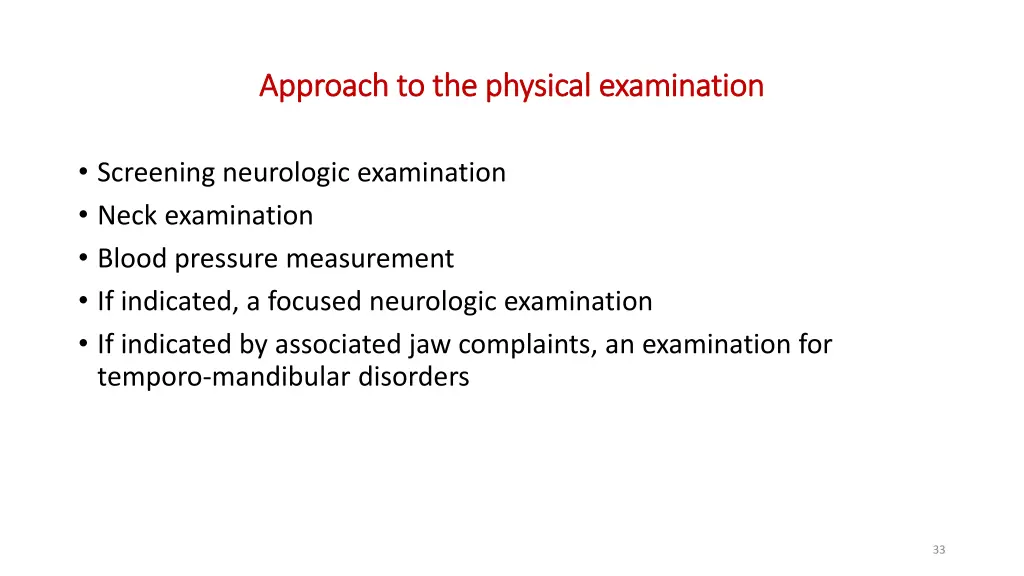 approach to the physical examination approach