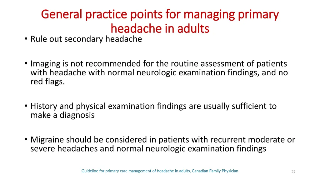 general practice points for managing primary