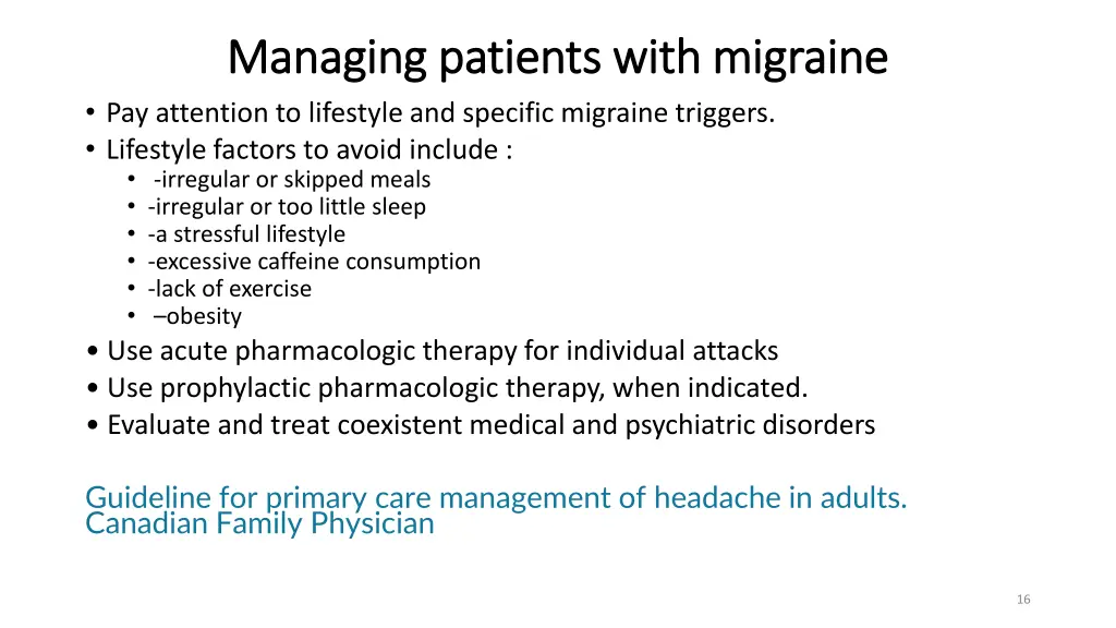 managing patients with migraine managing patients