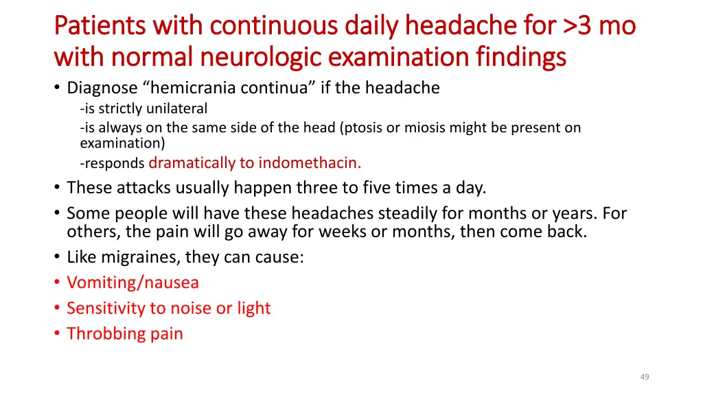 patients with continuous daily headache