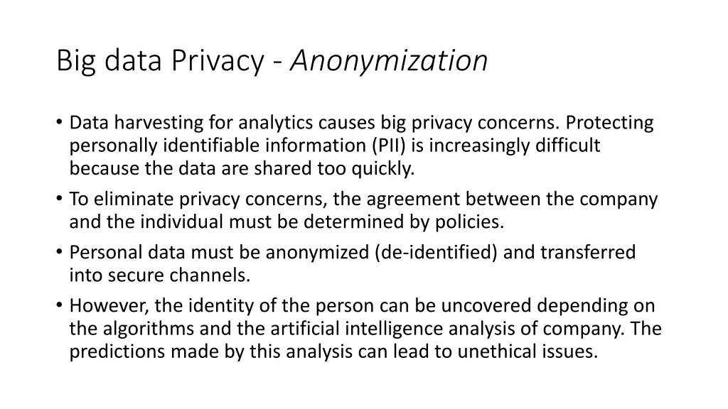 big data privacy anonymization