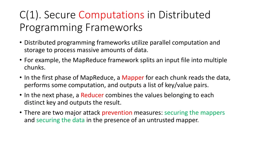 c 1 secure computations in distributed