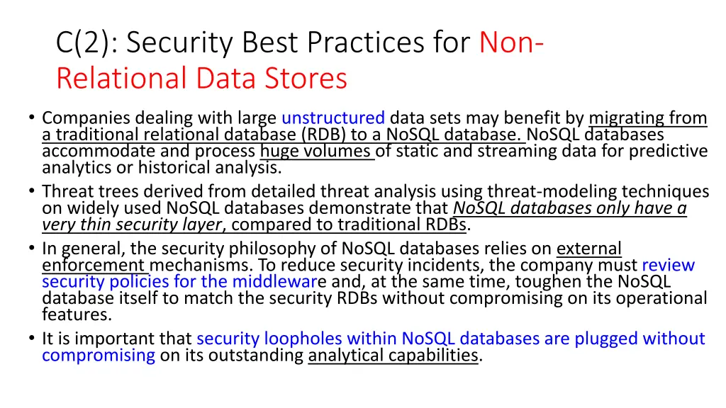 c 2 security best practices for non relational