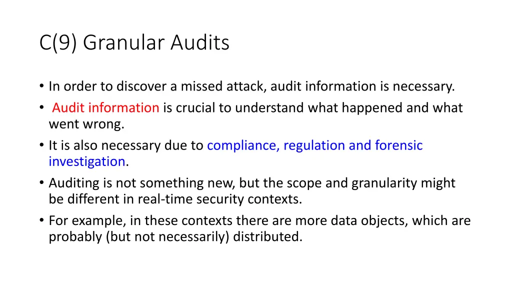 c 9 granular audits