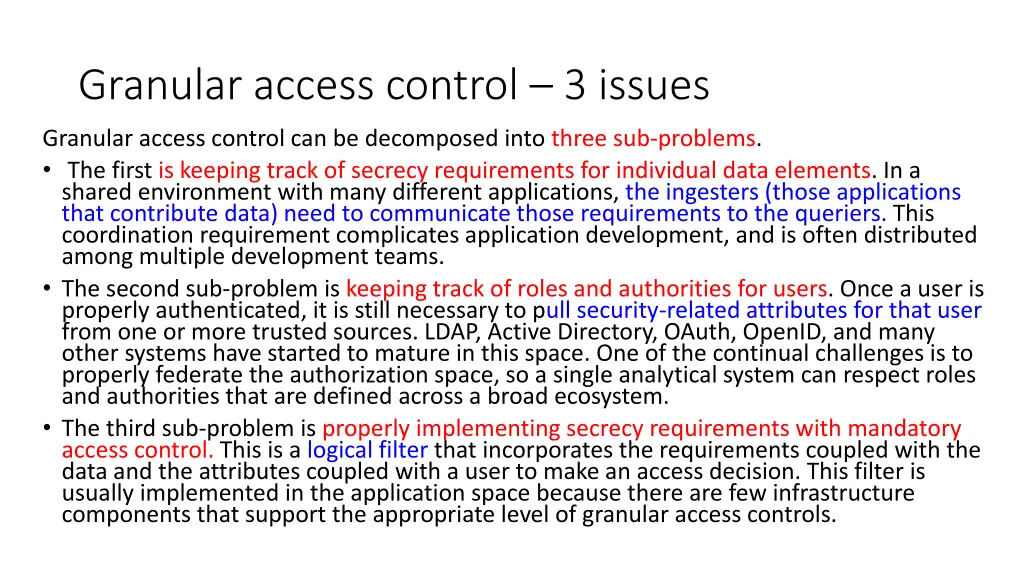 granular access control 3 issues