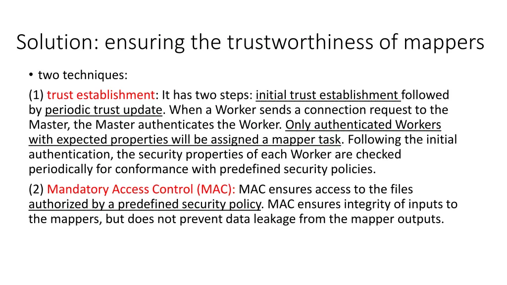 solution ensuring the trustworthiness of mappers