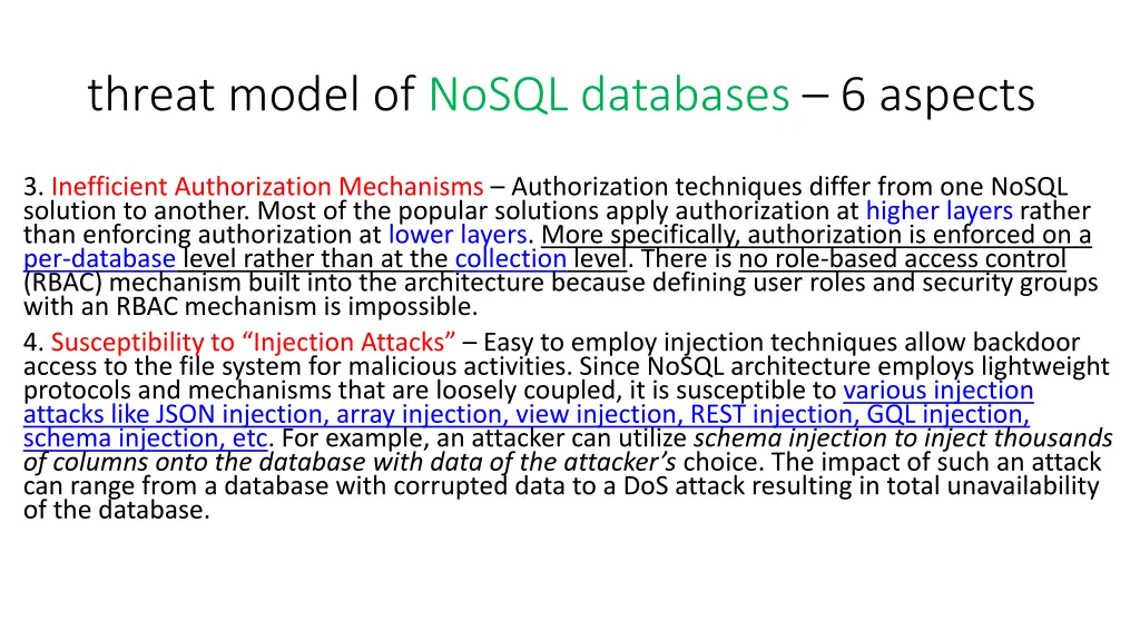 threat model of nosql databases 6 aspects 1