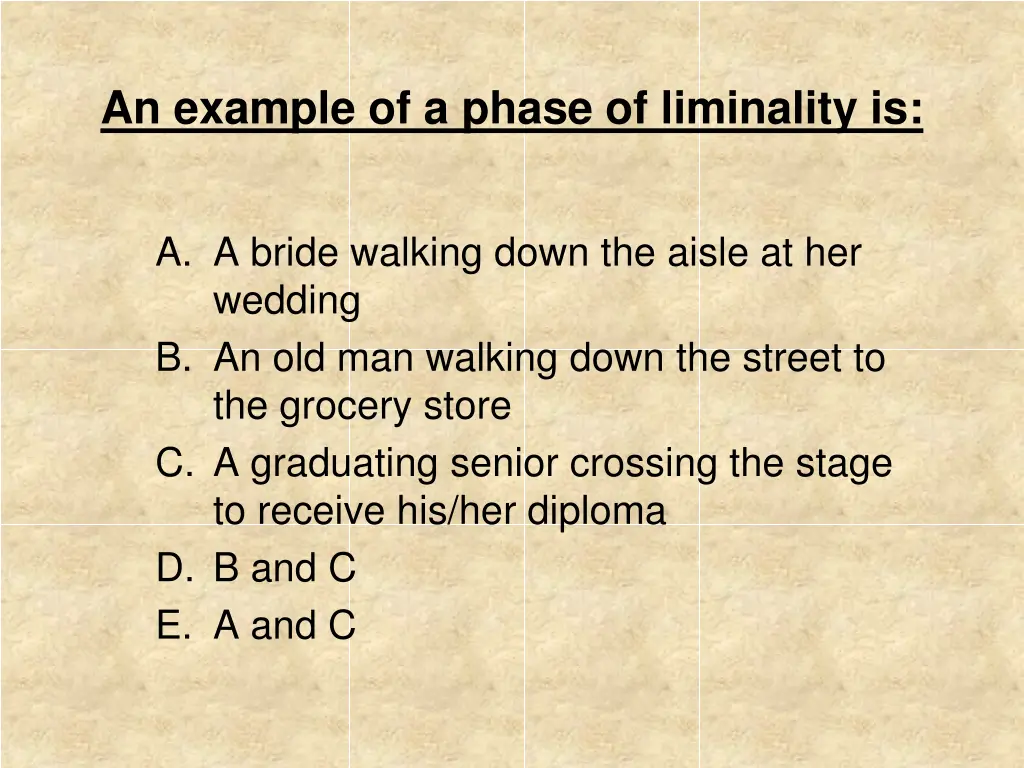 an example of a phase of liminality is