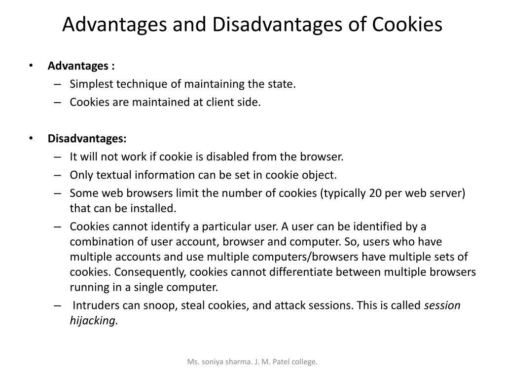 advantages and disadvantages of cookies