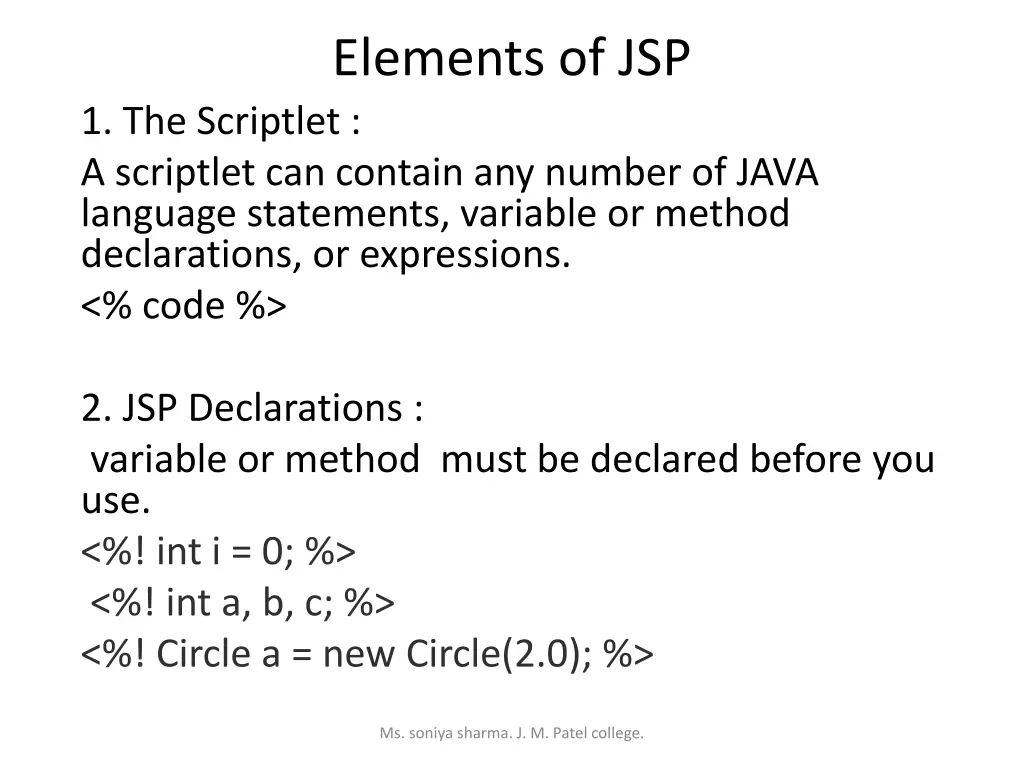 elements of jsp