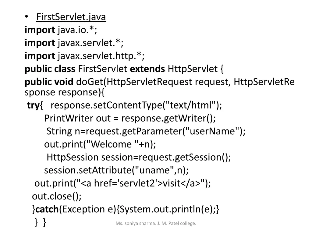 firstservlet java import java io import javax