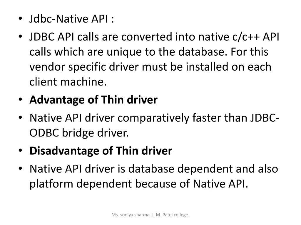 jdbc native api jdbc api calls are converted into