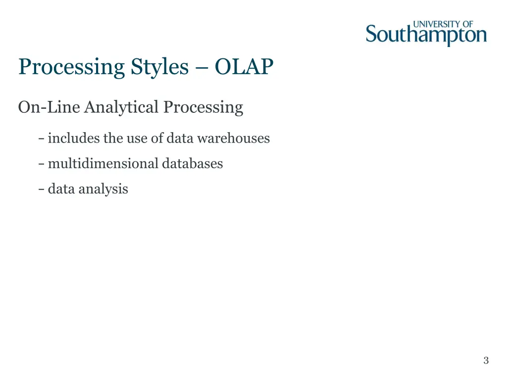 processing styles olap