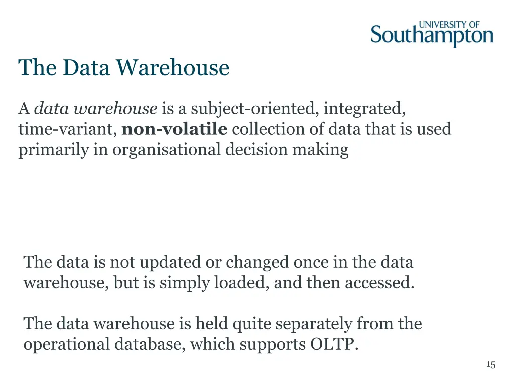 the data warehouse 4