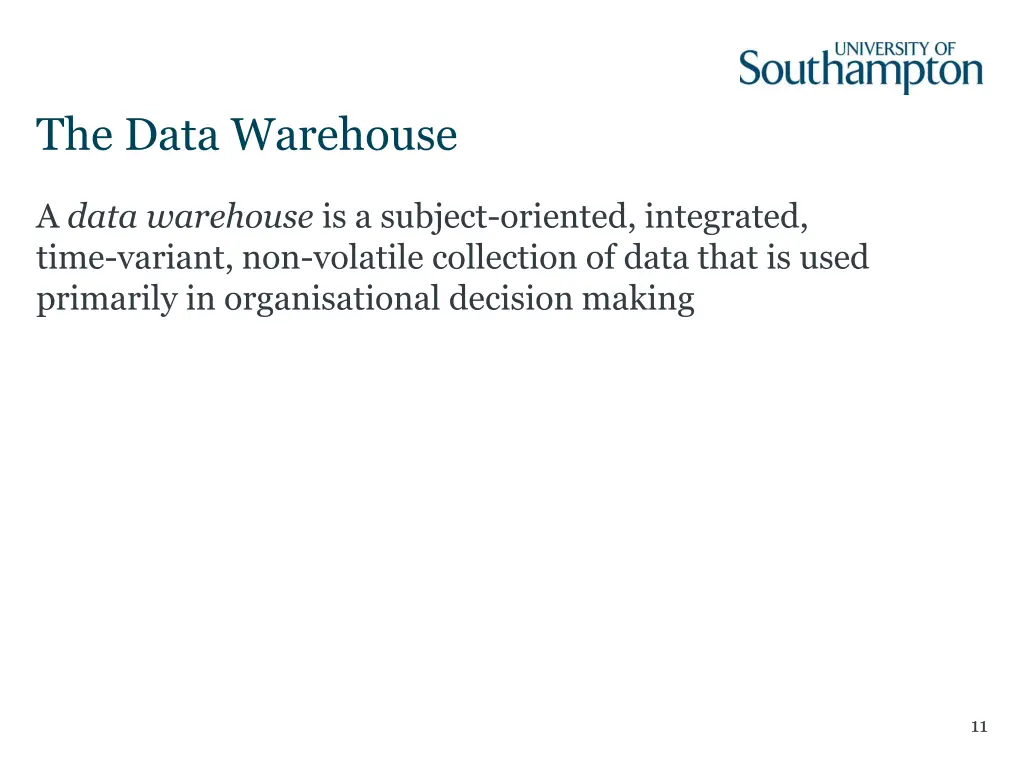 the data warehouse