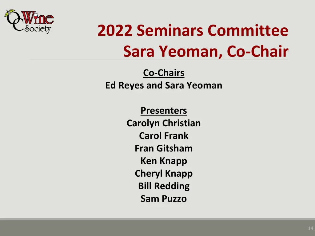 2022 seminars committee sara yeoman co chair