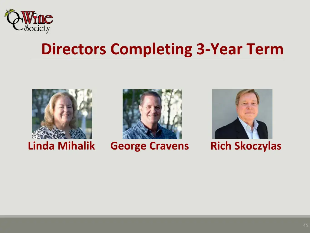 directors completing 3 year term