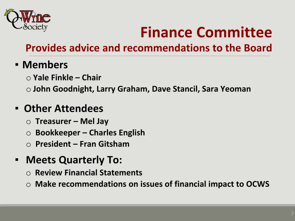 finance committee