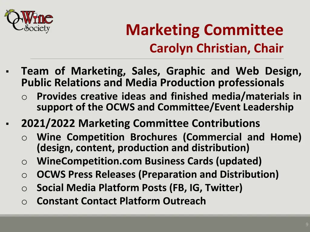 marketing committee carolyn christian chair