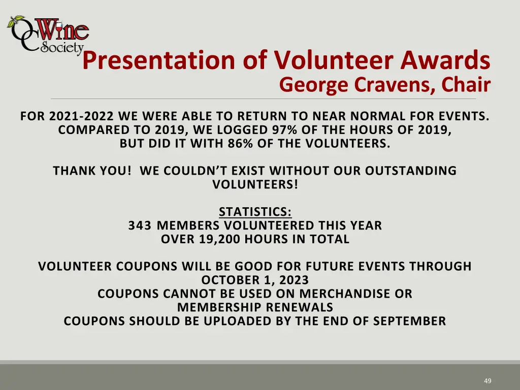 presentation of volunteer awards george cravens