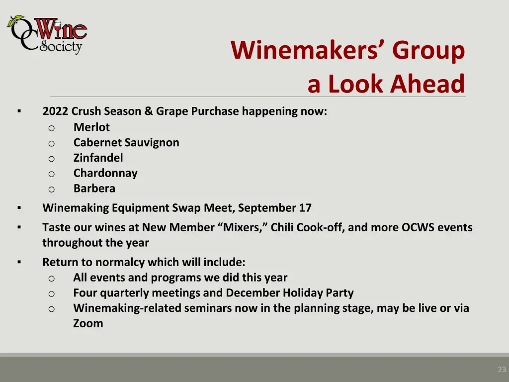 winemakers group a look ahead