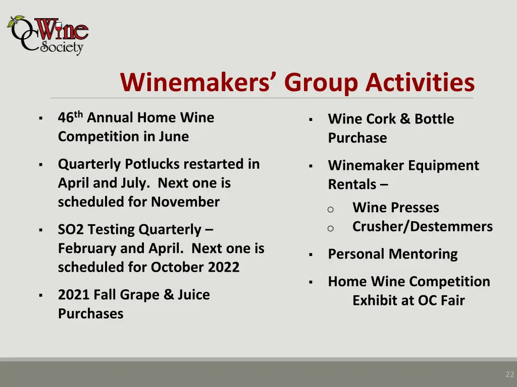 winemakers group activities