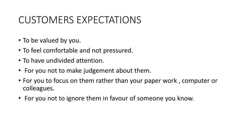 customers expectations