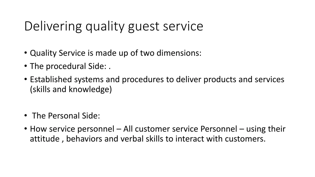 delivering quality guest service