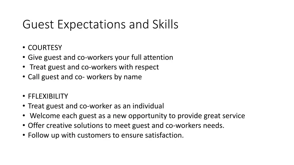 guest expectations and skills 1