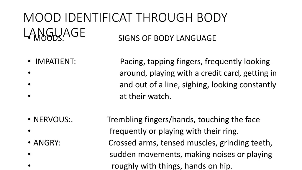 mood identificat through body language moods