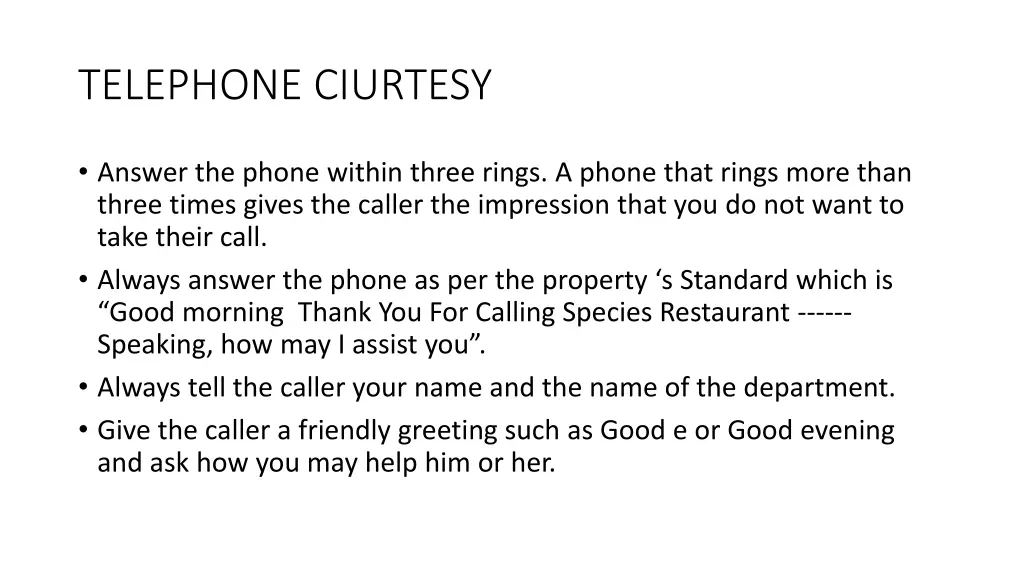 telephone ciurtesy