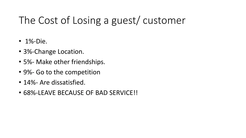 the cost of losing a guest customer