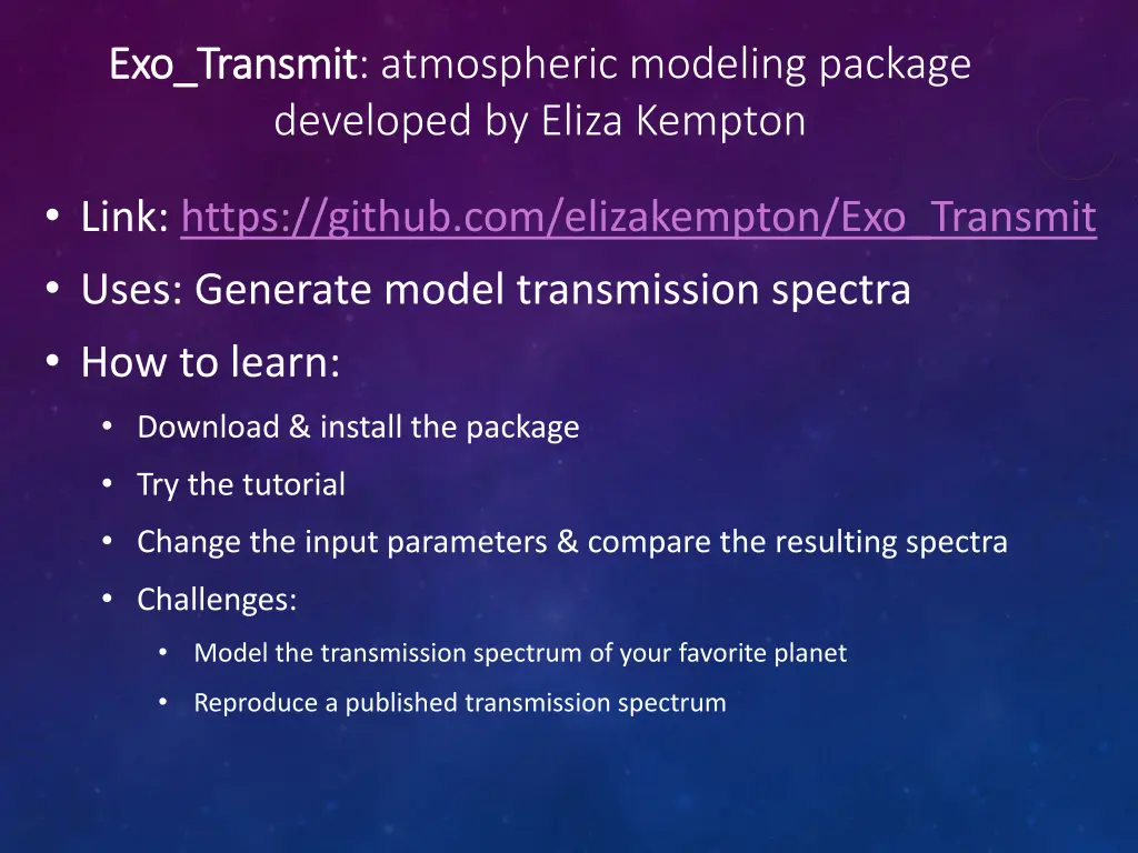 exo transmit exo transmit atmospheric modeling