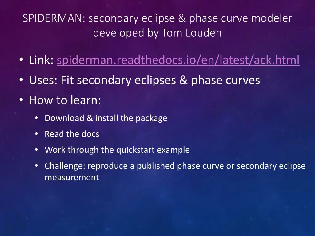 spiderman secondary eclipse phase curve modeler